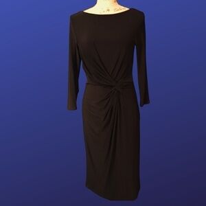 LAUREN RALPH LAUREN Dress, KNOTTED WAIST, Boat Neck, BLACK, Size 10, NWOT